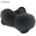 Women Fur Slippers Warm Fox Fur Slippers