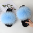 Women Fur Slippers Warm Fox Fur Slippers