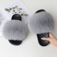 Women Fur Slippers Warm Fox Fur Slippers