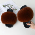 Women Fur Slippers Warm Fox Fur Slippers