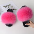 Women Fur Slippers Warm Fox Fur Slippers