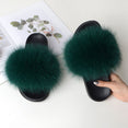 Women Fur Slippers Warm Fox Fur Slippers