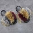 Women Fur Slippers Warm Fox Fur Slippers