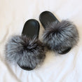 Women Fur Slippers Warm Fox Fur Slippers