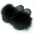 Real Fox Fur Slides Women Non-slip Slippers