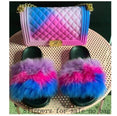 Real Fox Fur Slides Women Non-slip Slippers