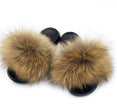 Real Fox Fur Slides Women Non-slip Slippers