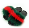 Real Fox Fur Slides Women Non-slip Slippers