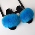 Real Fox Fur Slides Women Non-slip Slippers