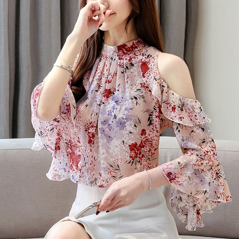 Blouse women 2020 ladies tops floral chiffon