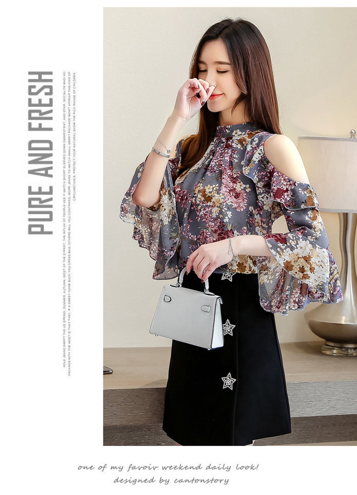 Blouse women 2020 ladies tops floral chiffon