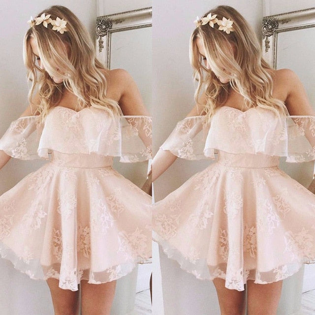 Lace Dress Summer Prom Off Shoulder Party