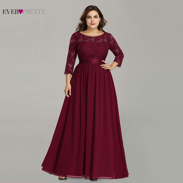 Wedding Party Dress Plus Size Elegant O Neck