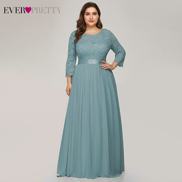 Wedding Party Dress Plus Size Elegant O Neck