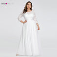 Wedding Party Dress Plus Size Elegant O Neck