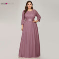 Wedding Party Dress Plus Size Elegant O Neck