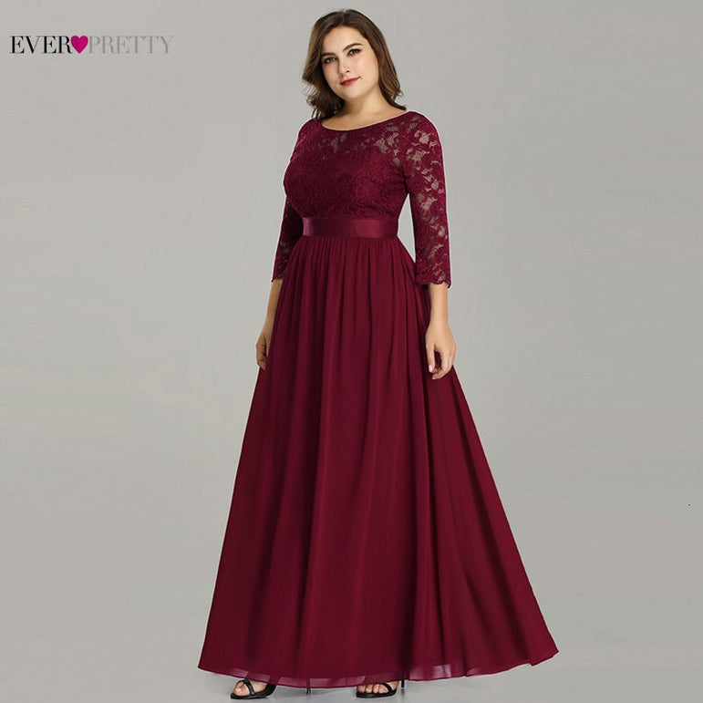 Wedding Party Dress Plus Size Elegant O Neck