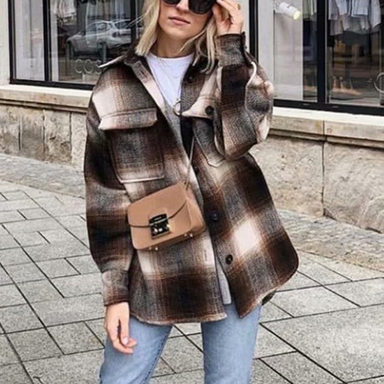 Vintage women 2020 long sleeve woolen coats