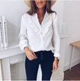 Women Long Sleeve Ruffles White shirt