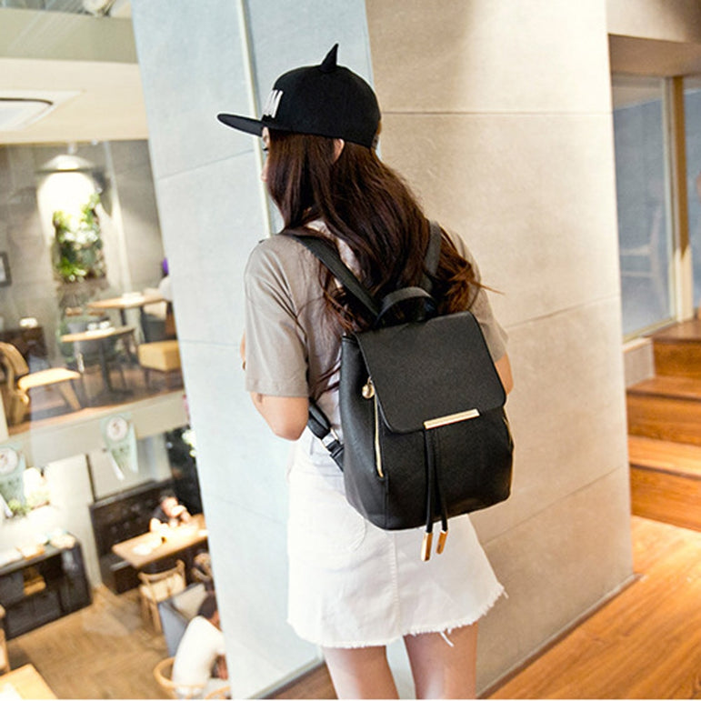 Backpack Women Pu Leather Female