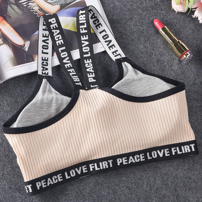 Letter Sports Bra Top Push Up Fitness