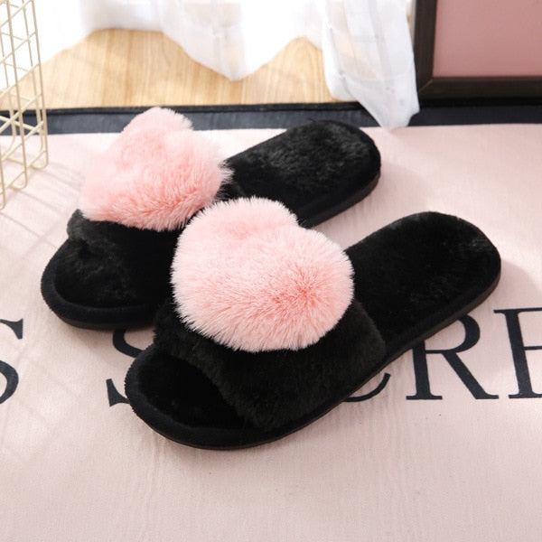 Women Love Heart Cotton Slippers