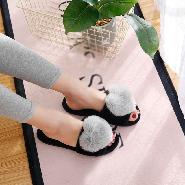 Women Love Heart Cotton Slippers