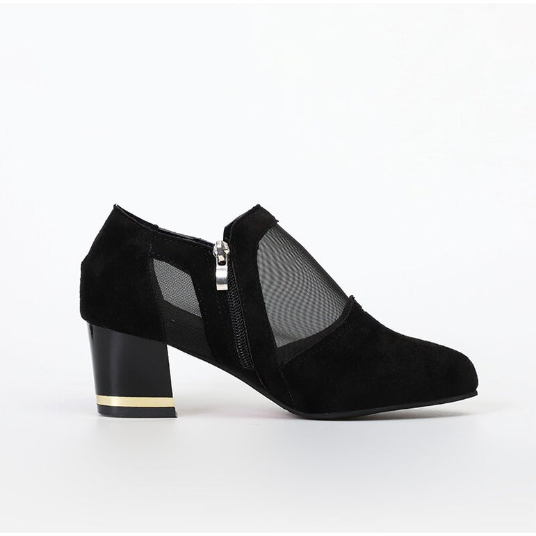 Mesh Breathable Pumps Zip Pointed Toe