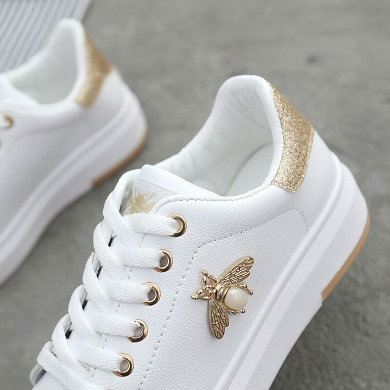 Fashion Breathable PU Leather Women Sneakers