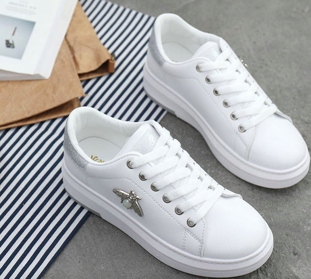 Fashion Breathable PU Leather Women Sneakers