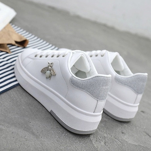 Fashion Breathable PU Leather Women Sneakers