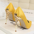 Metal Carved Sexy Pointed Toe Ladies Shoes