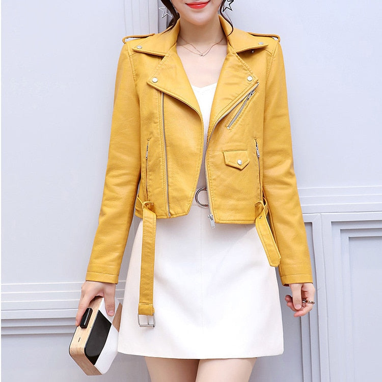 New Short Faux Soft Leather Jacket Zipper