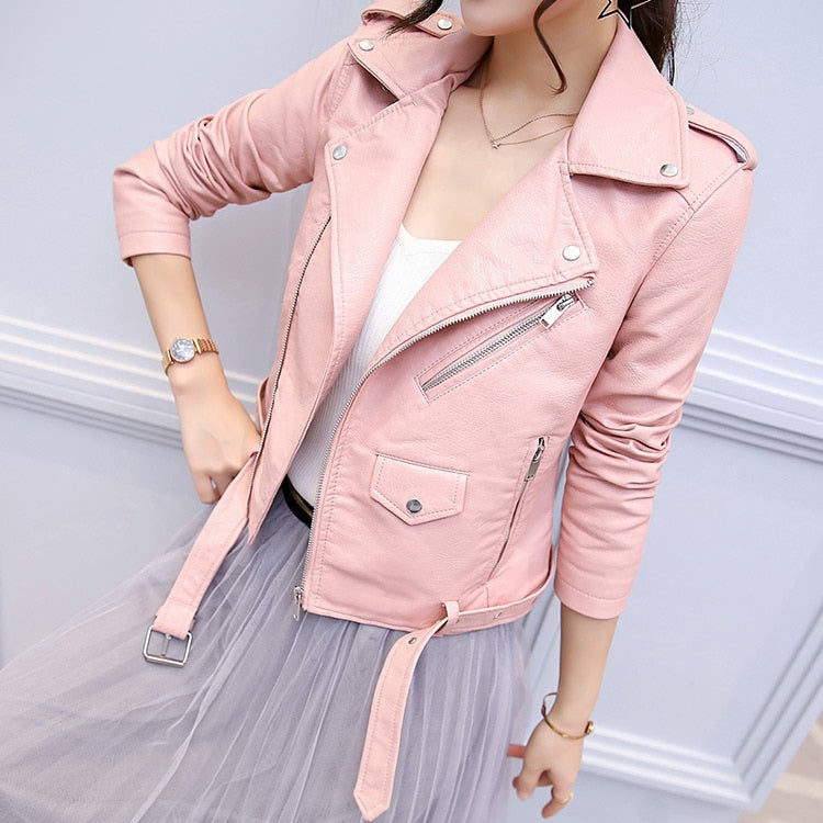 New Short Faux Soft Leather Jacket Zipper