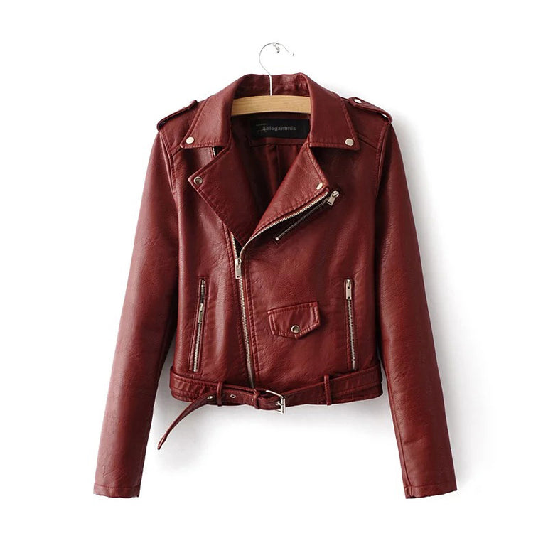 New Short Faux Soft Leather Jacket Zipper