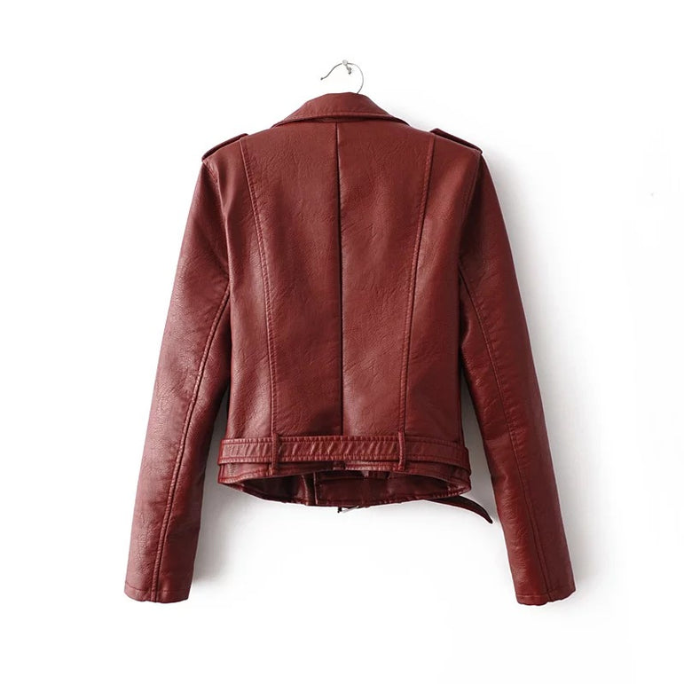 New Short Faux Soft Leather Jacket Zipper