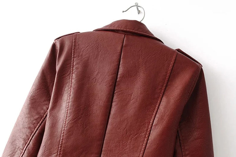 New Short Faux Soft Leather Jacket Zipper