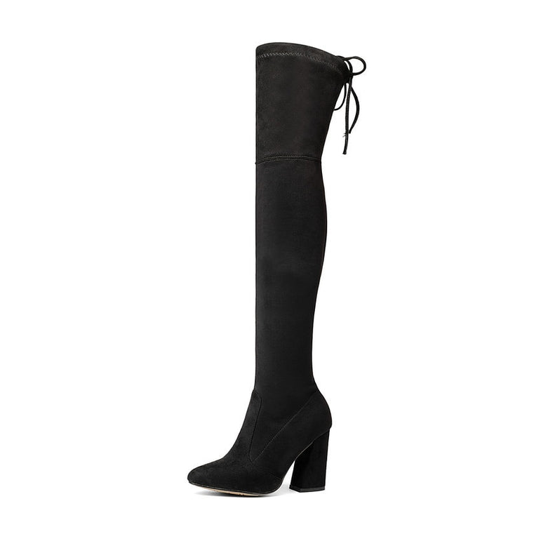 Flock Leather Women Over The Knee Boots