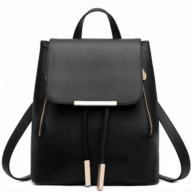 Backpack Women Pu Leather Female