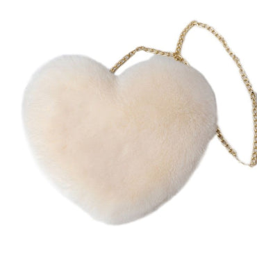 Heart Shaped Faux Fur Crossbodyr Bag