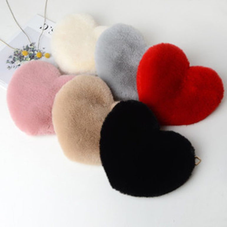 Heart Shaped Faux Fur Crossbodyr Bag