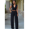 Women high waist v-neck wide jumpsuits