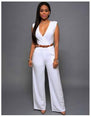 Women high waist v-neck wide jumpsuits