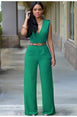 Women high waist v-neck wide jumpsuits