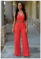 Women high waist v-neck wide jumpsuits