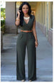 Women high waist v-neck wide jumpsuits