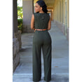 Women high waist v-neck wide jumpsuits