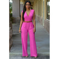 Women high waist v-neck wide jumpsuits