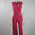 Women high waist v-neck wide jumpsuits