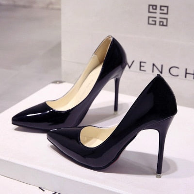 Pointed Toe Patent Leather Pumps